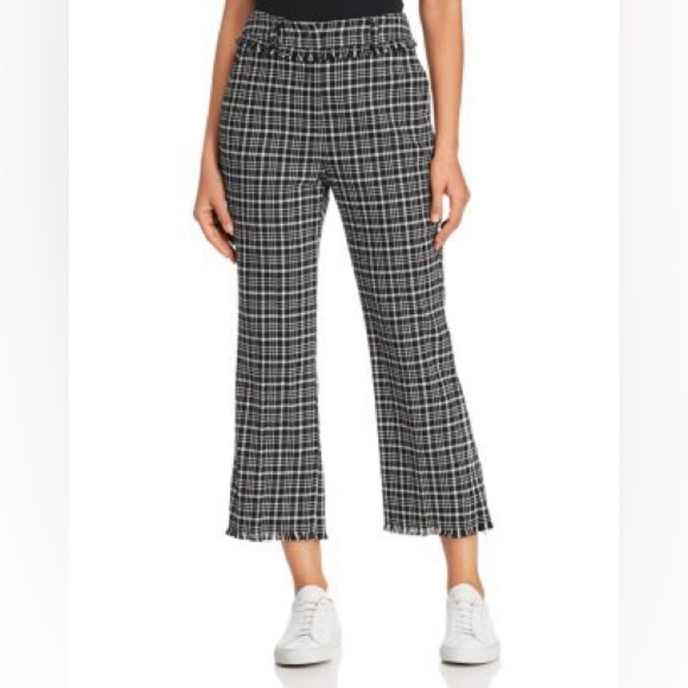 Weekend Max Mara || Valico Fringe-Trim Plaid Cropped Pants Black 10